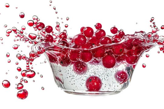 splash of red berry jam with bubbles isolated on white background