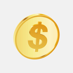 Gold coin sign isolated on a white backgrond.