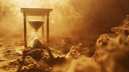 Hourglass in Desert Sand, Time Consumption, Time Concept