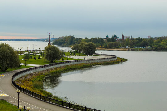 Famous Strelka park in place of confluence of Kotorosl and Volga rivers