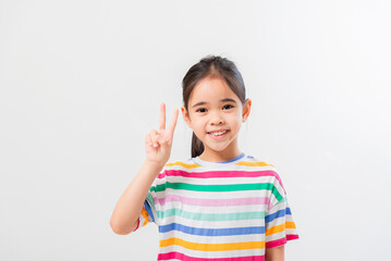 Cheerful Asian girl Posing cutely on a white background