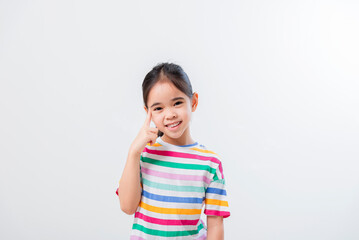 Cheerful Asian girl Posing cutely on a white background