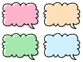 Fototapeta premium 手描き風のポップなふきだし4色セット 淡雲型 （Affinity Designer版） 