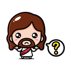 cute jesus has a questioning expression