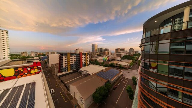 Holy grail timelapse of the Darwin CBD at sunset.