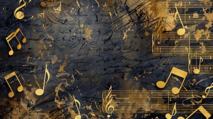 Gold musical note music melody background