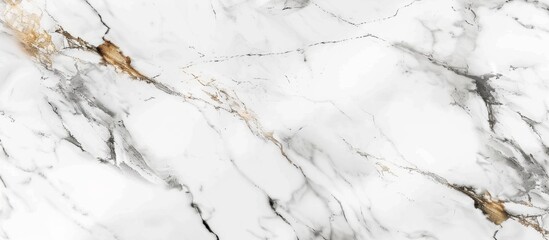 A detailed view of a luxurious white and gold pattern on a smooth marble surface, creating an elegant and sophisticated look