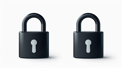 Naklejka premium Vector illustration black lock icon white background, security concept