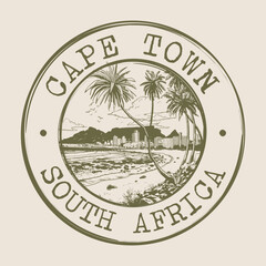 Cape Town, South Africa Stamp City Postmark. Silhouette Postal Passport. Round Vector Icon. Vintage Postage Design.