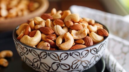 Fototapeta premium Tasty pan fried cashews and almonds