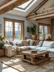 Cozy Rustic Living Room Interior with Natural Light