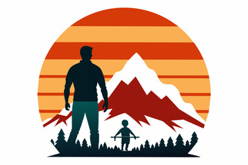 sunset t-shirt design father's day vector illustration 