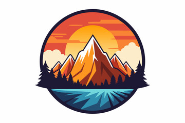 mountains-sunset-t-shirt design vector illustration 