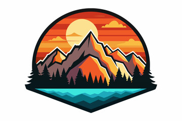 mountains-sunset-t-shirt design vector illustration 