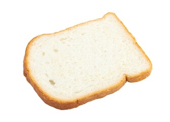 Slice of white bread on white isolated background
