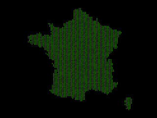 A sketching style of the map France. An abstract image for a geographical design template. Image isolated on black background.