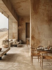 Modern Desert Home Interior with Natural Textures and Earth Tones