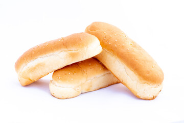 Buns for hot dog on white isolated background with copy space.