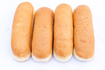 Closeup of a fast food buns on white background