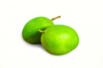 fresh green mango for indian gujarati food recipe mango pickle,white background