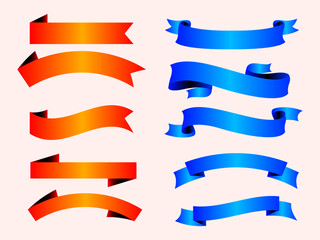 Obraz premium Ribbon elements. Modern simple ribbons collection. Flat banner ribbon for decorative design. Ribbons, Banners, badges, Labels Design Elements.
