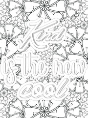 Sassy-Quotes Flower Coloring Page Beautiful black and white illustration for adult coloring book