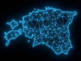 A sketching style of the map Estonia. An abstract image for a geographical design template. Image isolated on black background.