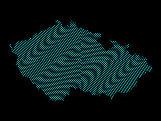 A sketching style of the map Czech Republic. An abstract image for a geographical design template. Image isolated on black background.