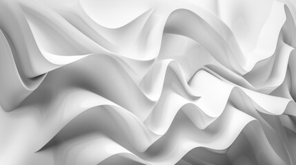 A white background with a white fabric that has a wave pattern - obrazy, fototapety, plakaty