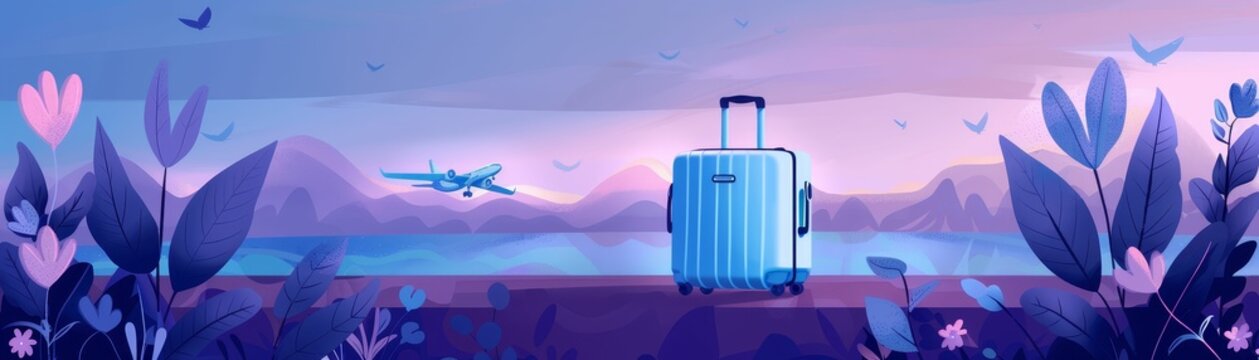 Ecotourists sustainable suitcase, ecofriendly products for responsible travel