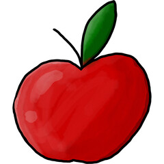 red apple with leaf