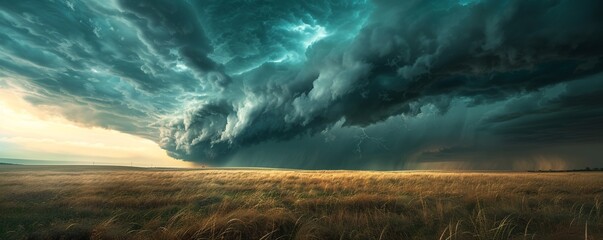 A storm is brewing in the distance, adding a sense of urgency and tension to the scene - obrazy, fototapety, plakaty