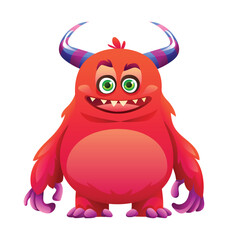 Red monster character. Vector cartoon illustration