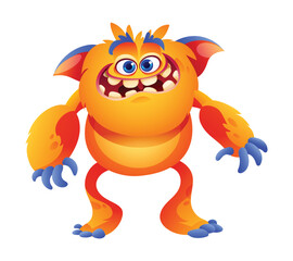 Funny monster cartoon character. Vector illustration isolated on white background