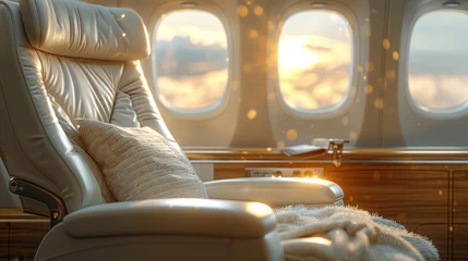 Fototapeten It is a luxury First Class seat. It is very comfortable and nice. It is a VIP business cabin chair. © DZMITRY