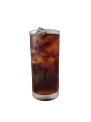 Carbonated drink with ice in a glass Drink and feel refreshed.