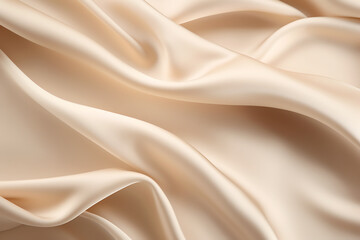 Obraz premium Closeup of rippled beige silk fabric. Whole background.