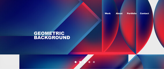 An electrifying display of geometric shapes in electric blue and magenta, including circles, squares, triangles. Perfect for visual effect lighting on a display device in entertainment or neon gadget