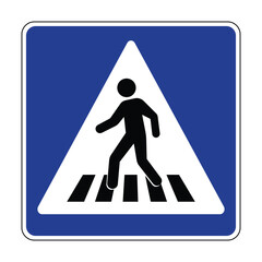 pedestrian walk road crossing safety warning sign pedestrian road crossing area zebra cross blue sign