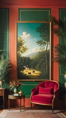 Vertical background of an Interior Design: Eclectic Elegance, image for cellphone, mobile phone, instagram, stories, ios, android