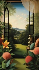 Vertical background of an Interior Design: Eclectic Elegance, image for cellphone, mobile phone, instagram, stories, ios, android