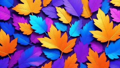 iridescent leaves background colorful pattern wallpaper blue  vivid bold texture nature shiny sparkling neon glossy design plant illustration orange holographic foil light dark ... See Mo