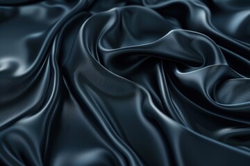 Fototapeta premium Black silk texture luxurious satin for abstract background. Fabric of dark tone.
