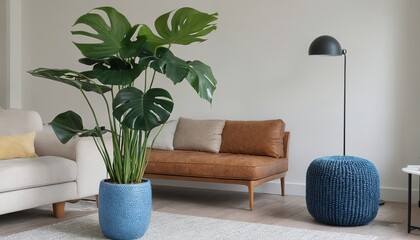 Interior Photography: Monstera Plant in a Beautiful, Clean, Modern Living Room