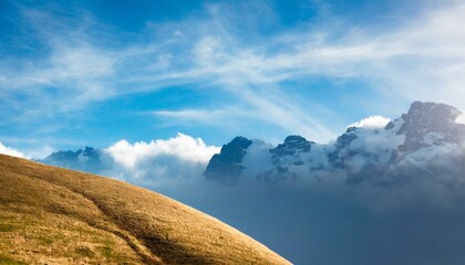 clouds over the mountains, landscape, sky, nature, mountain, cloud, clouds,