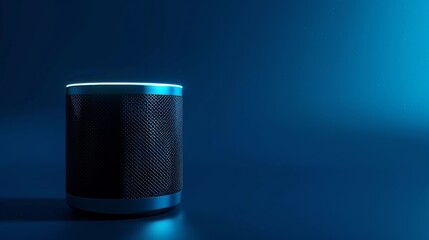 High-definition capture of a compact wireless speaker, standing out on a deep blue background