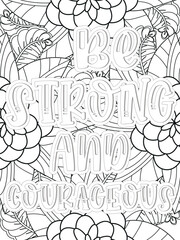 Kindness quotes Flower Coloring Page Beautiful black and white illustration for adult coloring book