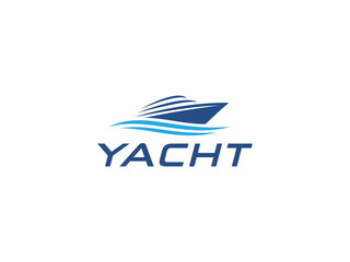 yacht logo vector illustration, boat wave logo template