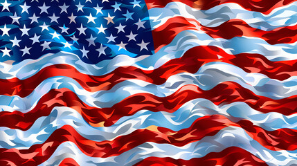 Happy American Day, American Flag Waving, Generative Ai - obrazy, fototapety, plakaty