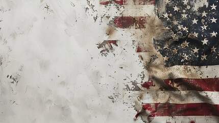 American Flag on Old Wall, Happy American Day, copy space, Generative AI - obrazy, fototapety, plakaty